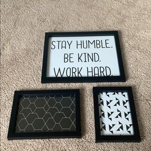 3 piece black and white decor set